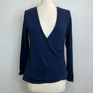 MONROW Womens Supersoft Overlap Blue Pullover Shirt Size M